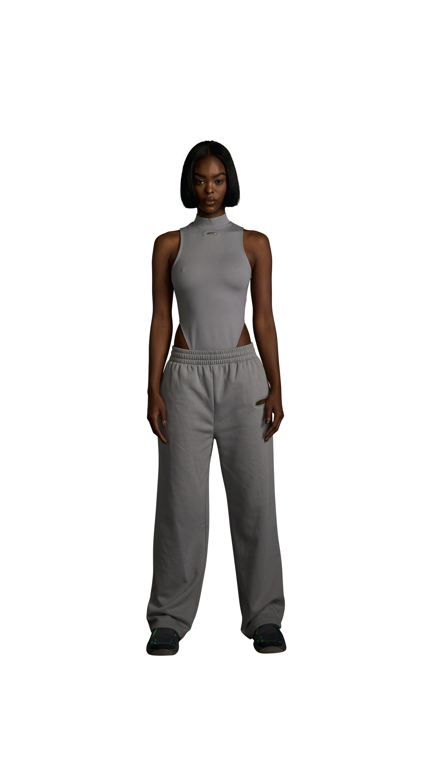 KINETIC SLEEVELESS BODYSUIT - Grey Nebula
