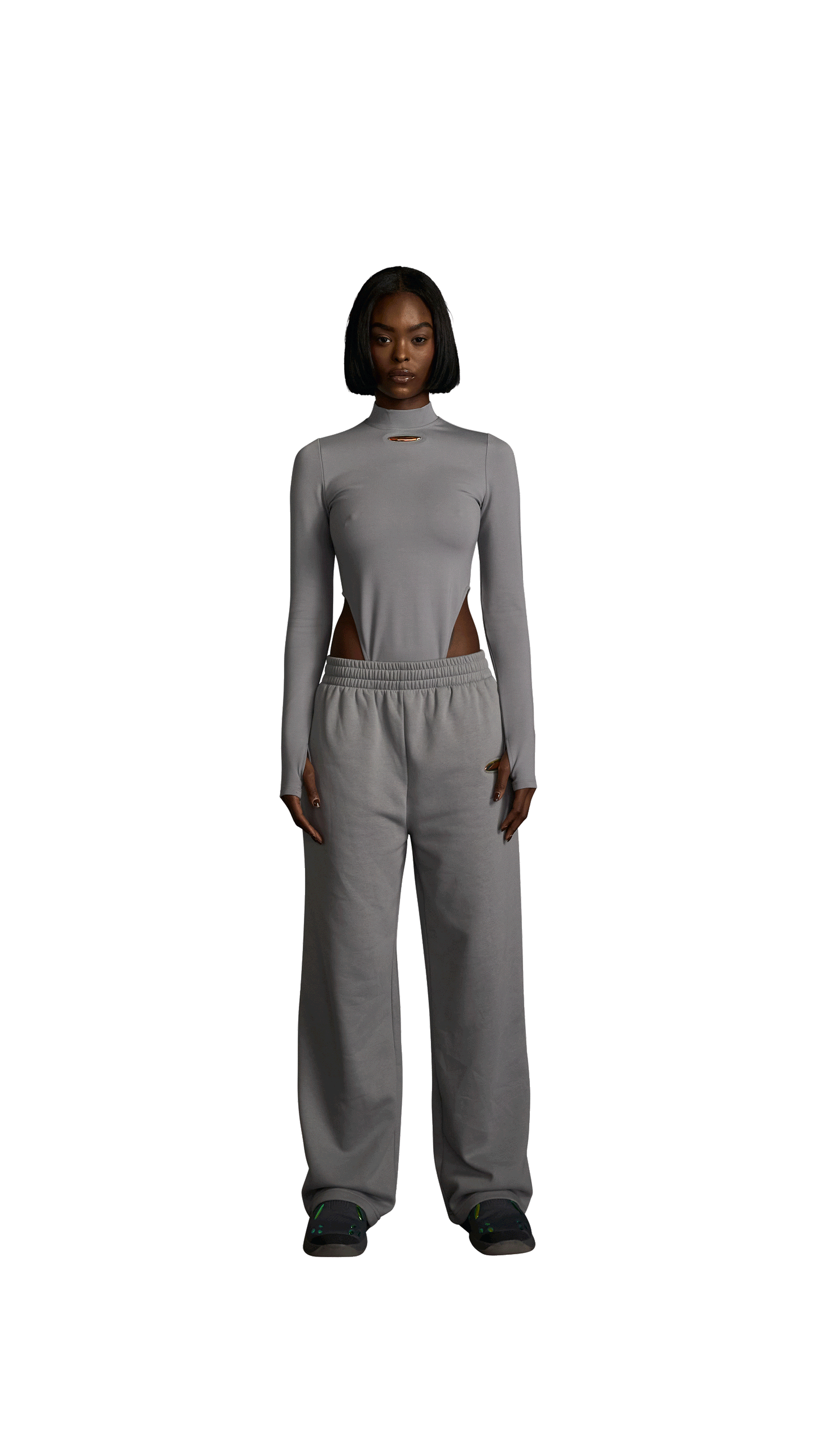 KINETIC LONG SLEEVE BODYSUIT - Grey Nebula