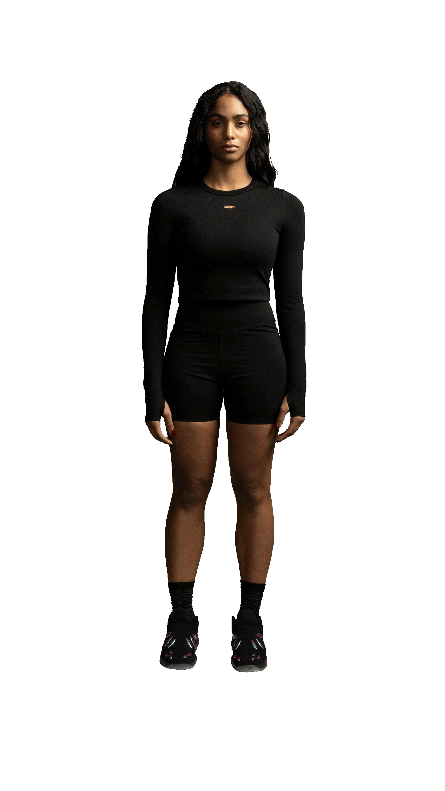 KINETIC CROPPED LONG SLEEVE TEE - Black Moon