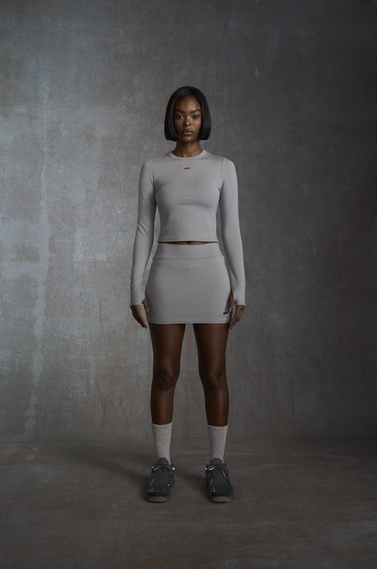 KINETIC CROPPED LONG SLEEVE TEE - Grey Nebula