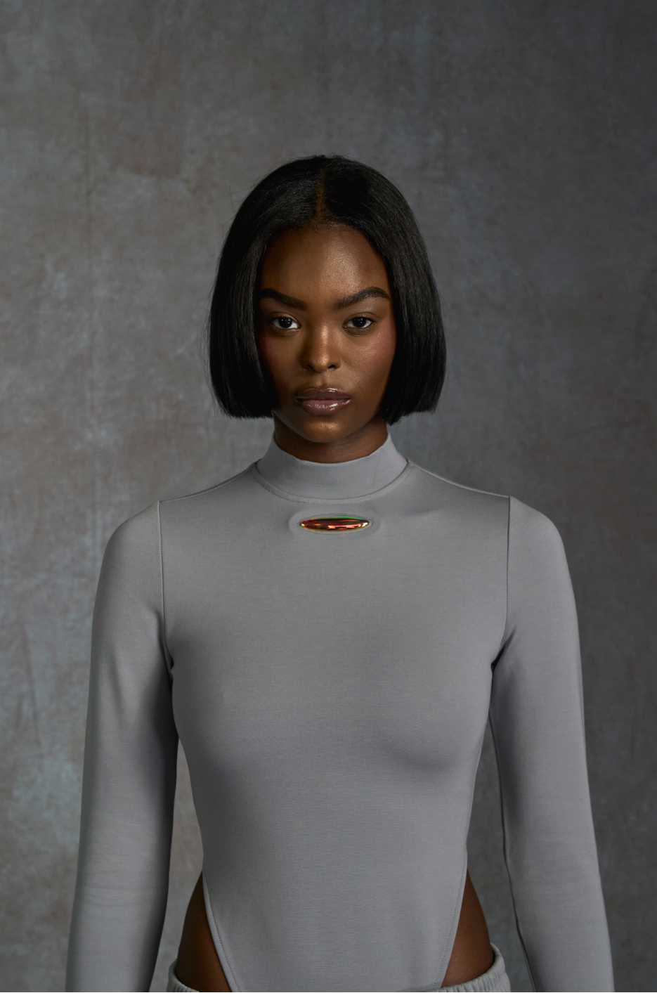 KINETIC LONG SLEEVE BODYSUIT - Grey Nebula
