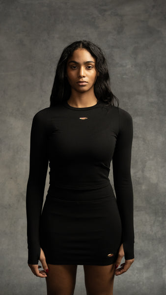 KINETIC CROPPED LONG SLEEVE TEE - Black Moon