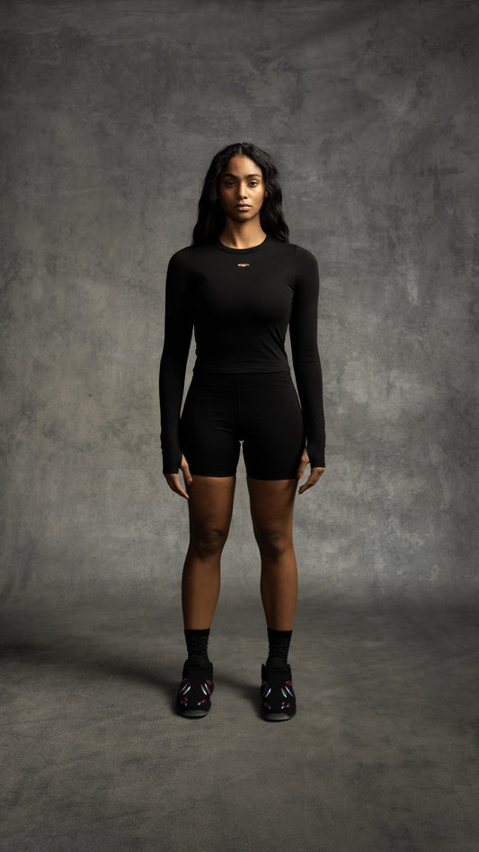 KINETIC CROPPED LONG SLEEVE TEE - Black Moon