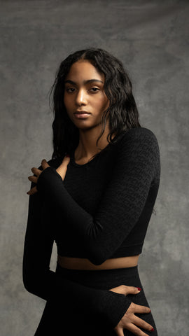 MONO MANTRA CROPPED LONG SLEEVE T-SHIRT - Image 1